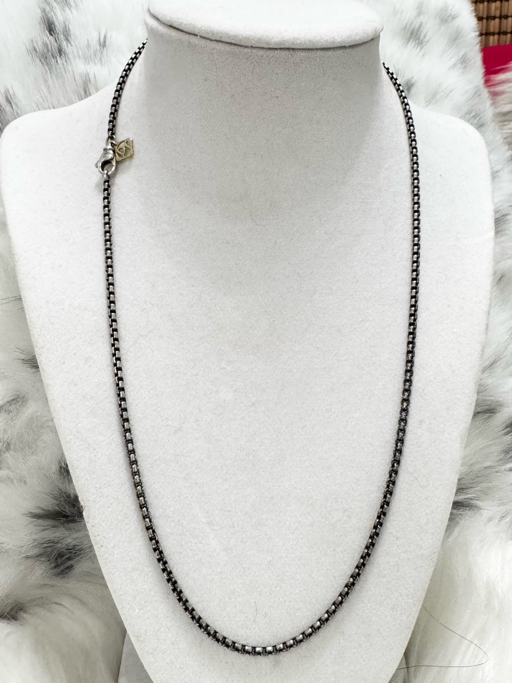 David Yurman 925 Oxidized Sterling 2.7mm Box Chain Necklace 20.5” Length 14K